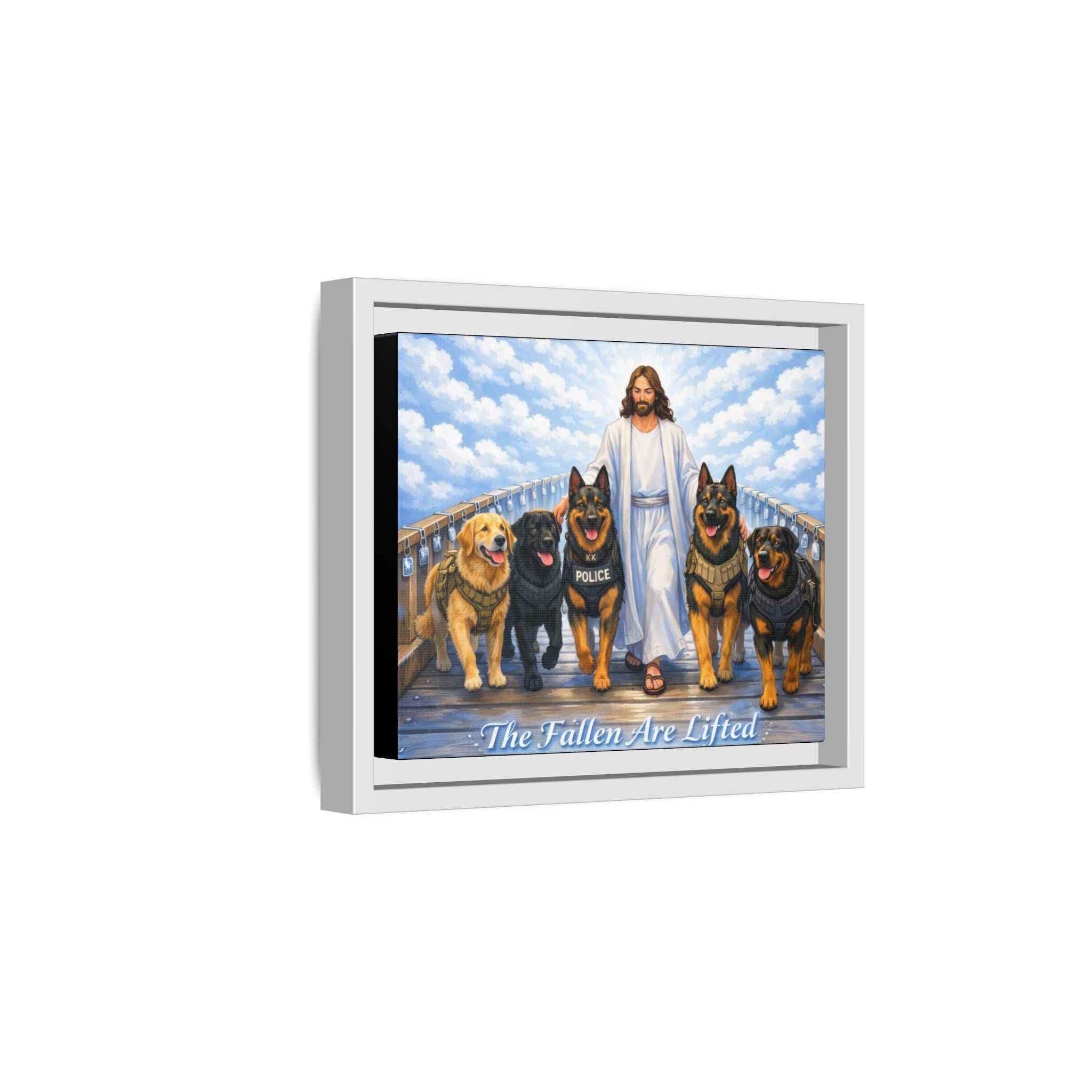 Canvas Wall Art — “The Fallen Are Lifted” K-9 Tribute (Framed Matte)