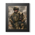 Military Soldier with K9 Framed Poster