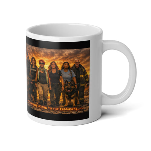 20oz Jumbo Coffee Mug — First Responders Tribute Design (Courage, K9 Rescue)
