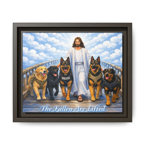 Canvas Wall Art — “The Fallen Are Lifted” K-9 Tribute (Framed Matte)