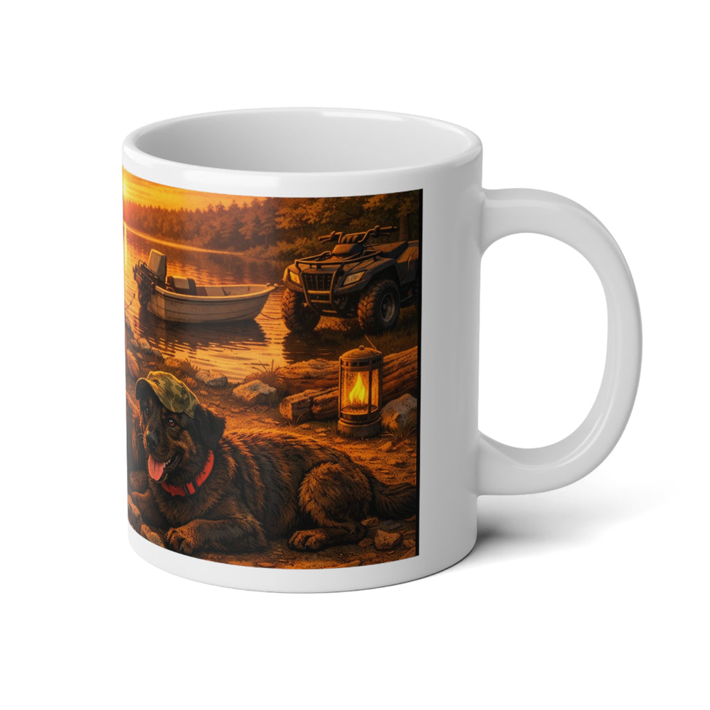 20oz Jumbo Mug — Cozy Lakeside Dogs at Sunset Coffee Cup