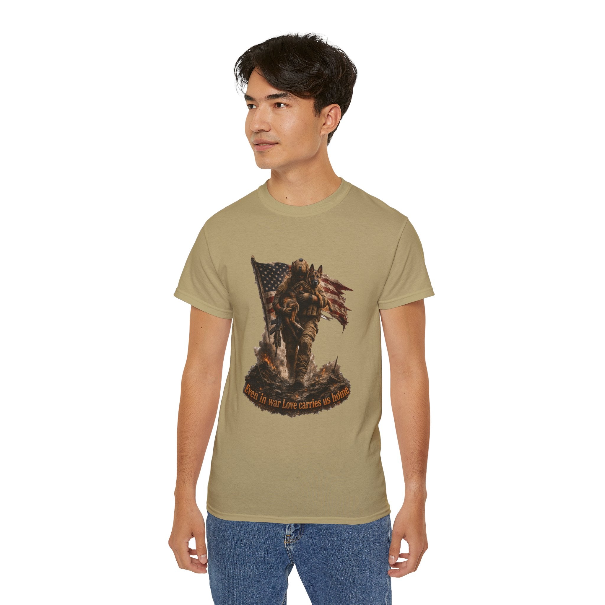 Patriotic Firefighter T-Shirt — "Here in Our Time Comes to Stand" Vintage Rescue Tee
