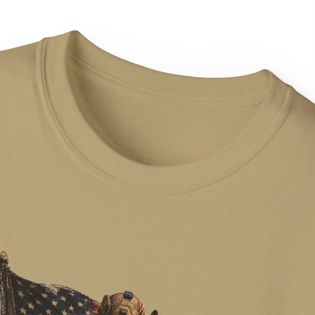 Patriotic Firefighter T-Shirt — "Here in Our Time Comes to Stand" Vintage Rescue Tee
