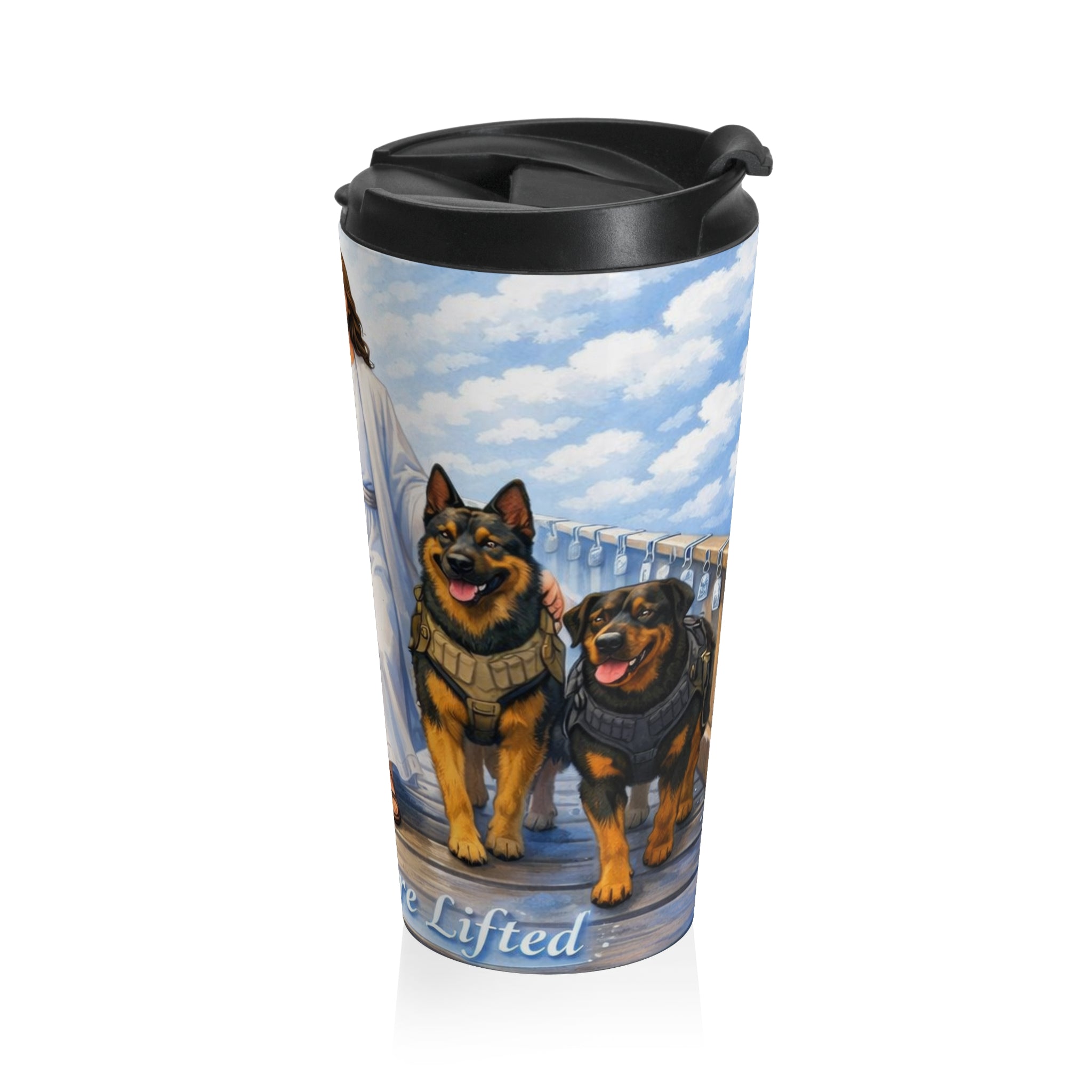 Jesus With K-9 Police Dogs Stainless Steel Travel Mug — Fallen Are Loved Memorial