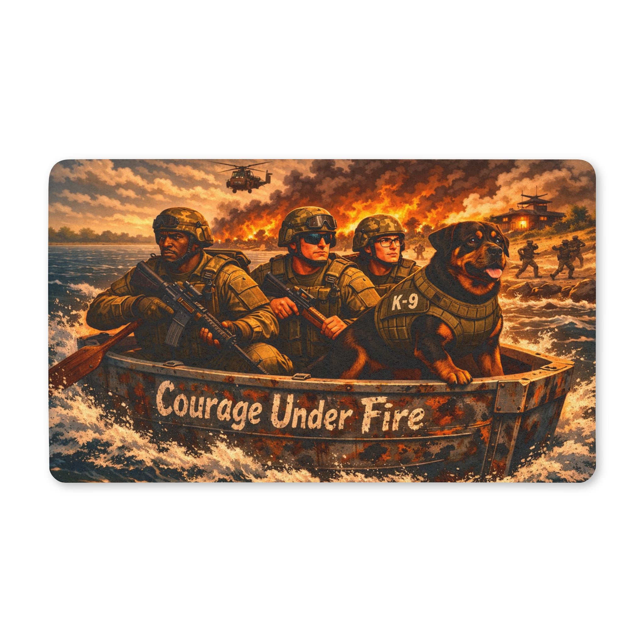Courage Under Fire Doormat - Military Rescue K-9 Polyester Welcome Mat