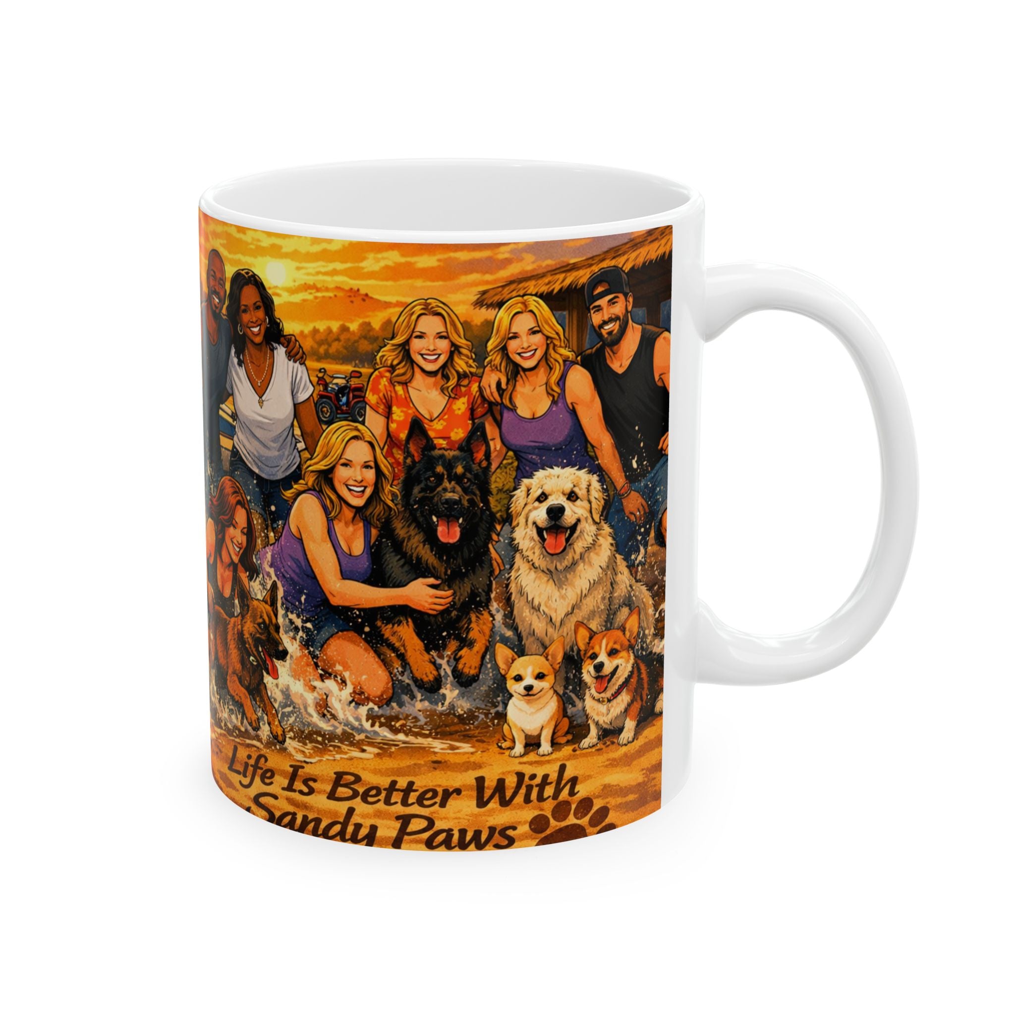 Dog-Loving Family Beach Mug – "Life Is Better With Dogs" Ceramic Coffee Cup (11oz/15oz)