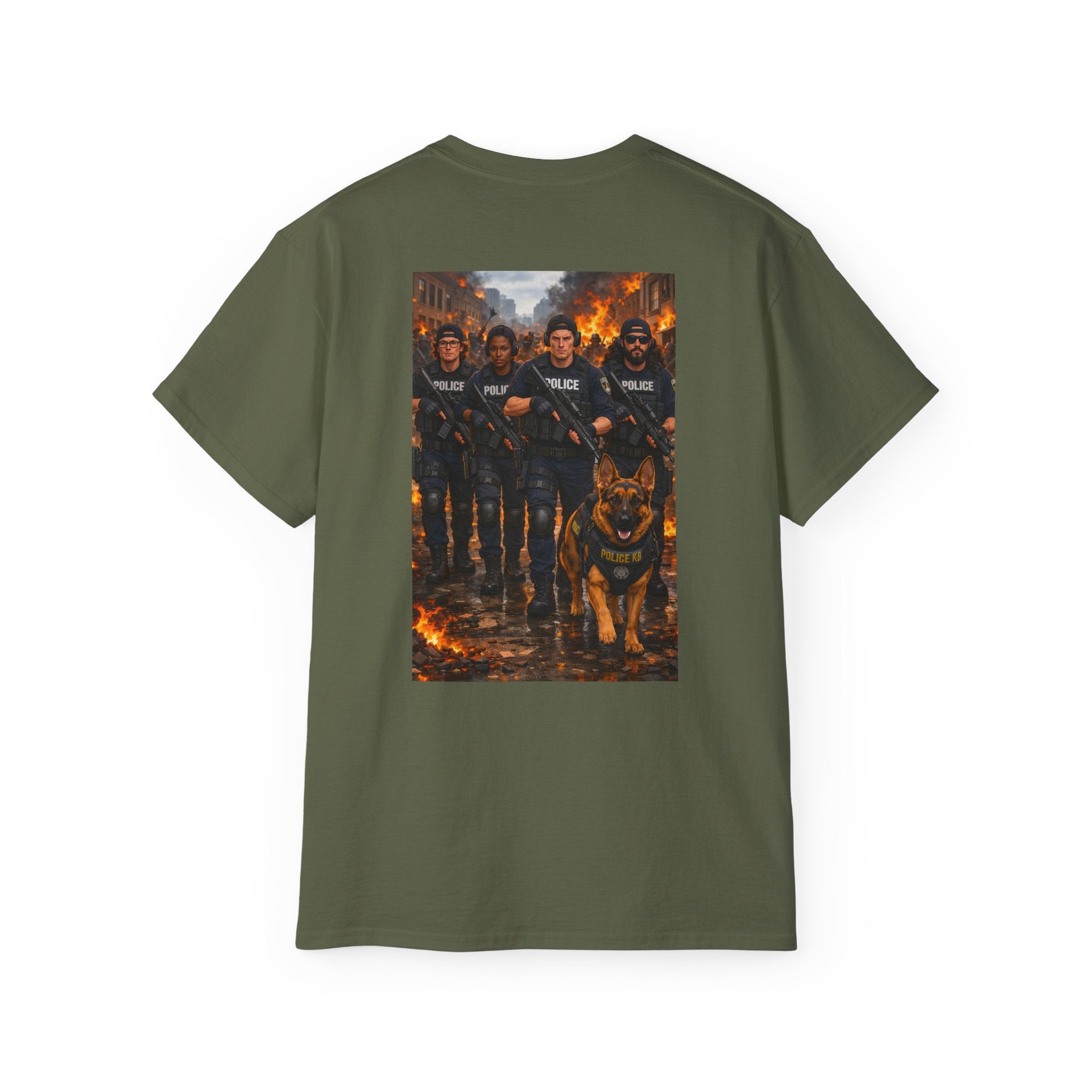 Police K9 Unit Tee — Back Graphic Patrol Officers & German Shepherd Design